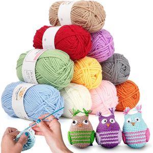 Lot De 10 Pelotes De Coton Vintage - 100g/200m - Couleurs Bleu Et Orange - Pour Tricot