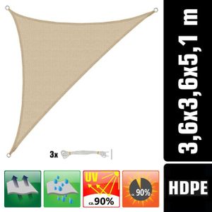 VOILE D'OMBRAGE Voile d'ombrage UV 3,6x3,6x5,1 HDPE Triangle Prote