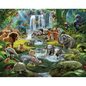 Papier Peint Panoramique Jungle Soie, 250x175cm, Poster Mural 3D pour Salon  Chambre Décoration Murale, Forêt Bambou Palmier Quitte - Cdiscount Bricolage