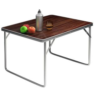TABLE DE CAMPING Table camping en aluminium Design Bois 80x60x70cm 