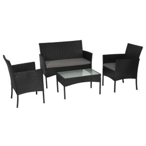Salon De Jardin Cordoue En Resine Tressee Noire 4 Places