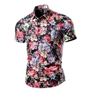 Chemise Homme Chemise Imprimée à Rose Chemisette à Manches Longues