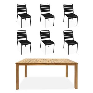Ensemble table et chaise de jardin Table intérieur / extérieur bois d'acacia + 6 chai