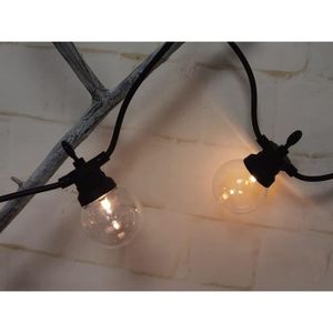 GUIRLANDE D'EXTÉRIEUR Guirlande Guinguette 6M Extérieure 20 Ampoules Transparentes Câble Noir Raccordable[J6774]