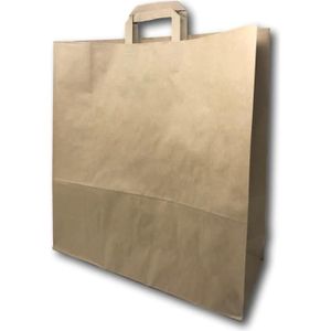 250 Sacs Kraft Brun 32x16x35 Cm Avec Poignées Plates – Sacs Courses Écologiques Et Résistants