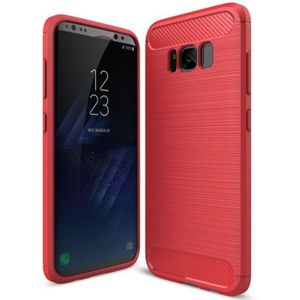 COQUE - BUMPER Coque Pour Samsung Galaxy S8 Plus Silicone Ultra Slim Motif Fibre de Carbone Rouge