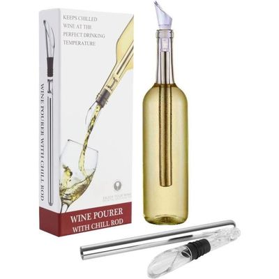 Bâton Rafraîchisseur De Vin En Acier Inoxydable - Avec Verseur Et Bouchon Vide-air | Cadeau Amateur De Vin - 2