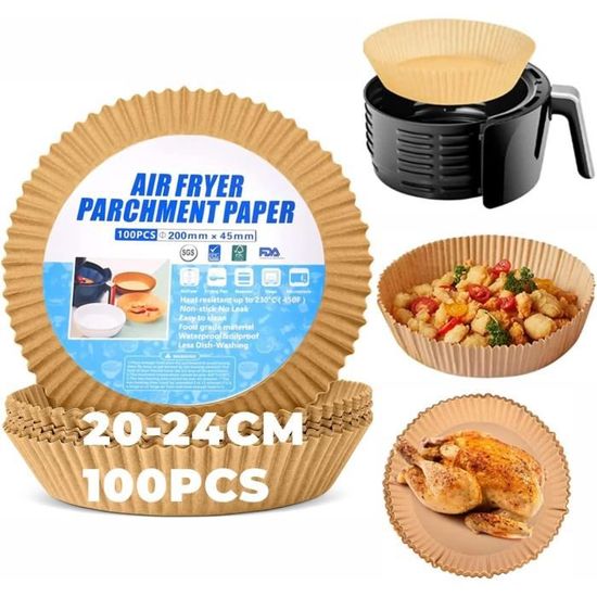 100 Feuilles Papier Cuisson Rond Parchemin (30 Cm) - Anti-adhésif, Résistant à La Chaleur - Pour Gâteaux, Barbecue, Friteuse à Air