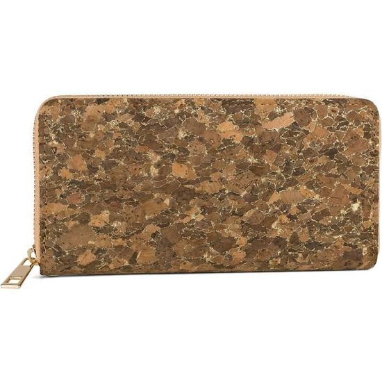 Petit porte-monnaie en liège pour femme avec fermeture éclair
