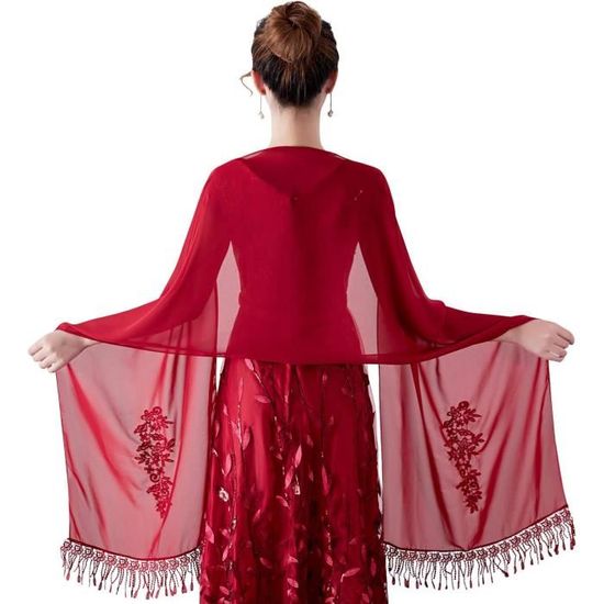 2 Châles Écharpes Femme Avec Franges - Or Et Argent - Pour Soirée, Mariage, Cocktail - Maille Brillante