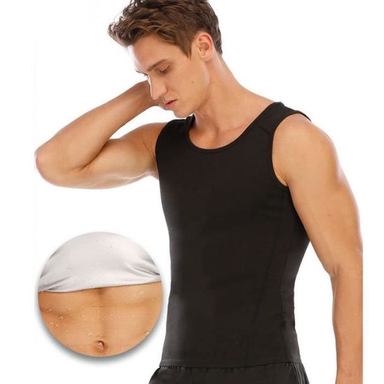 DUGEGAYL Debardeur Sudation Homme, Vêtements De Sudation, Gilet De Minceur Fitness T-Shirt Effet Sauna Sport Body Shaper, Pour Entraînement Mise