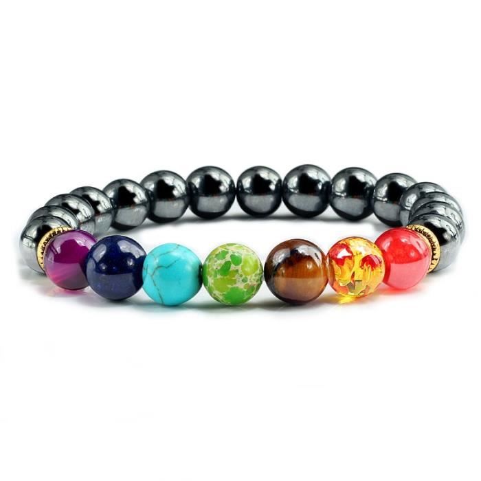 Pierre naturelle oeil de tigre 7 Chakra Bracelets & Bracelets Yoga Balance perles bouddha prière Bracelet élastique LM78627562