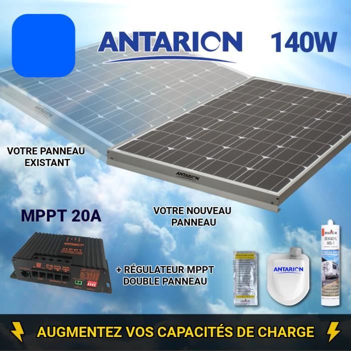KIT PANNEAU SOLAIRE 150W ANTARION - RÉGULATEUR MPPT20A 20 Ampères DOUBLE PANNEAU