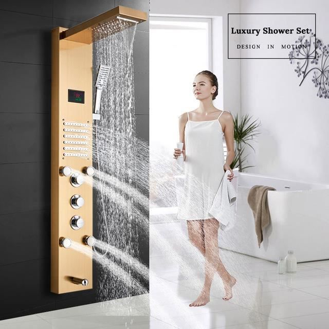 Colonne de Douche Hydromassage avec écran LCD Affichage Température D'eau