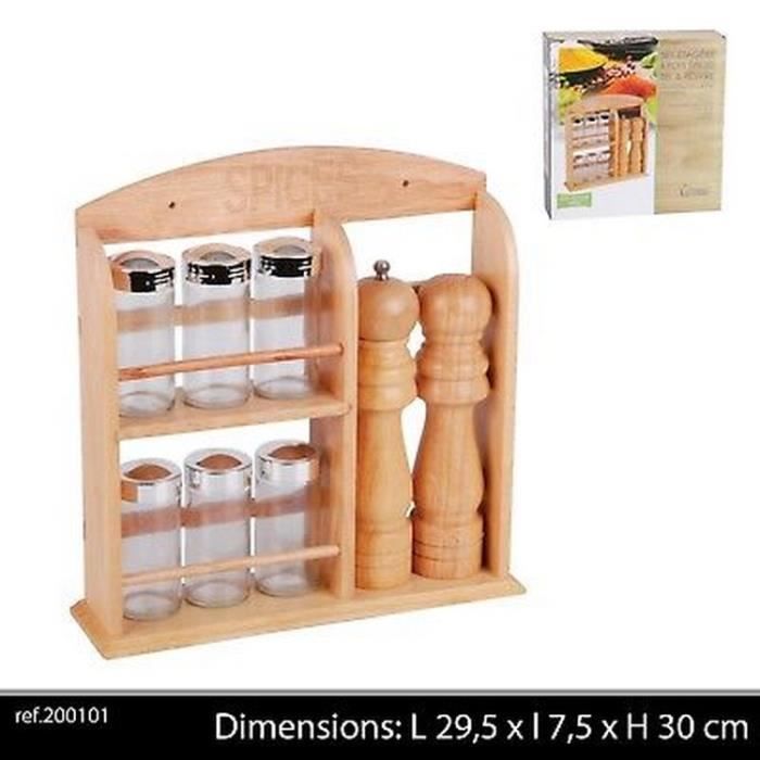 ETAGERE DE CUISINE CAMPAGNE EN BOIS FERME DESIGN POIVRIER SALIÈRE EPICES MURAL