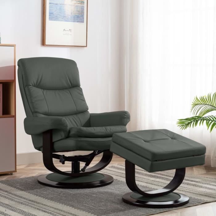 Fauteuil de Relaxation Inclinable Fauteuil TV 87 x 93 x 104 cm (l x P x H)style contemporain Scandinave - Anthracite Similicuir et