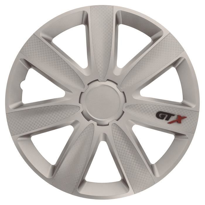 Jeu d'enjoliveurs 15¨look carbon Silver