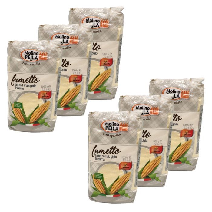 Lot 6x Farine de maïs très fine SANS GLUTEN - Italie - Molino Peila - paquet 1kg