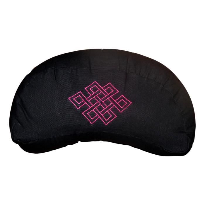Zafu demie-lune noir - Motif infini rose fushia Noir