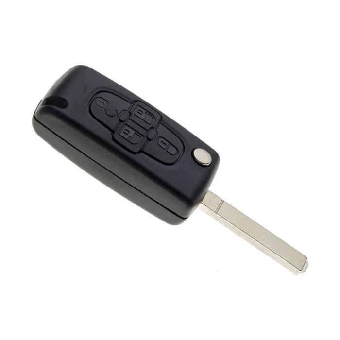 Cle plip pour peugeot 4 bouton 807 1007 modèle ce0523 lame sans rainure coque telecommande @pro-plip