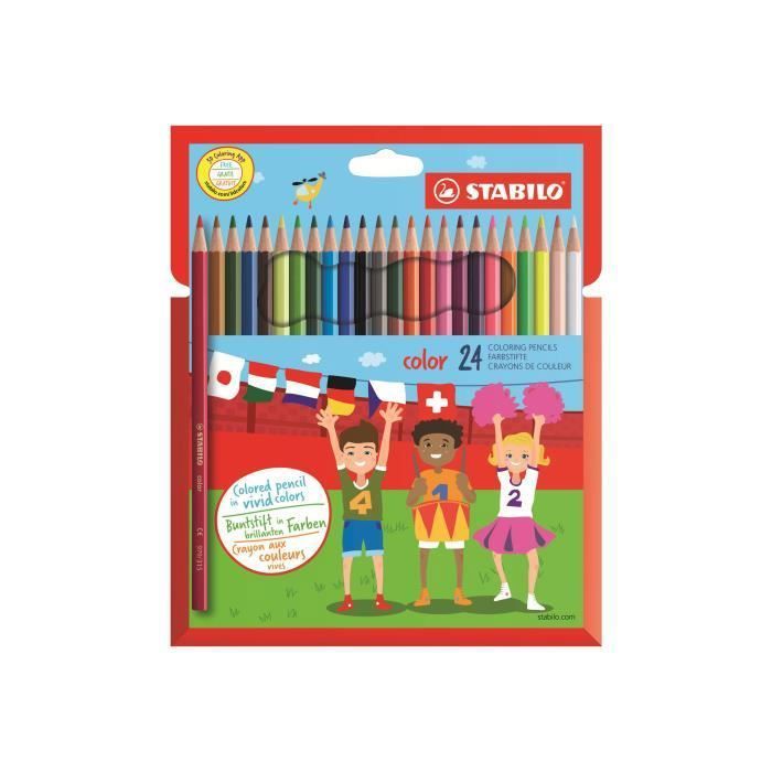 STABILO color Swano Crayon de couleur couleurs assorties 2.5 mm pack de 24