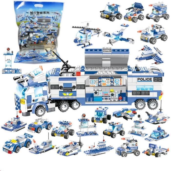 762 pièces ville Police Robot avion voiture modèle blocs de construction ensemble SWAT Playmobil créateur assemblée jouets éducatifs