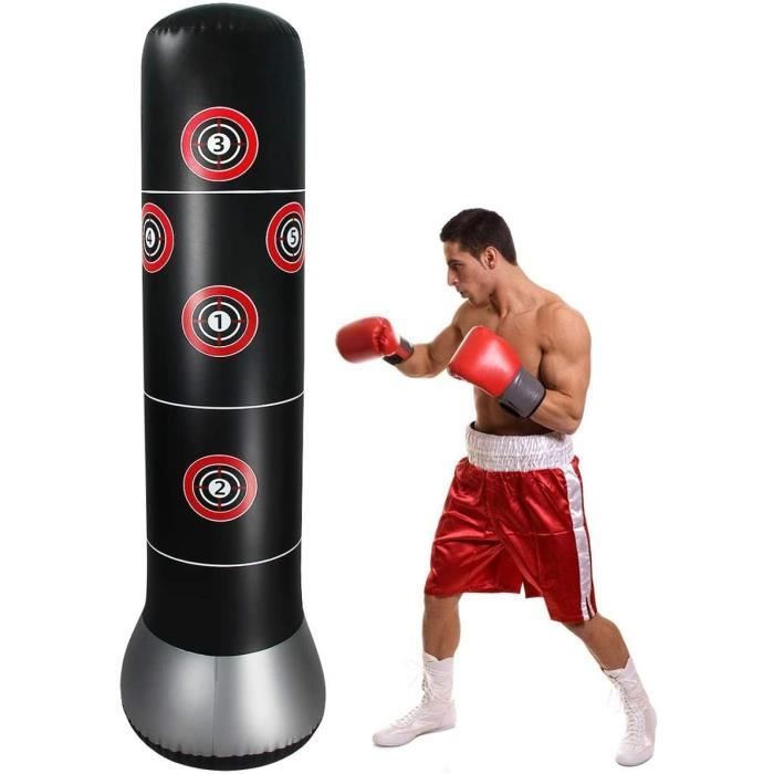 160cm Sac de Frappe sur Pied Sac de Boxe Gonflable Punching Ball pour Enfant Adulte pour Karaté, Fitness, MMA61