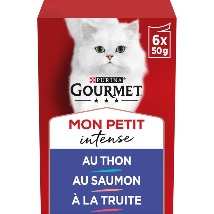 GOURMET Mon Petit au saumon, à la truite, au thon - Sachets fraîcheur - Pour chat adulte - 6 x 50 g