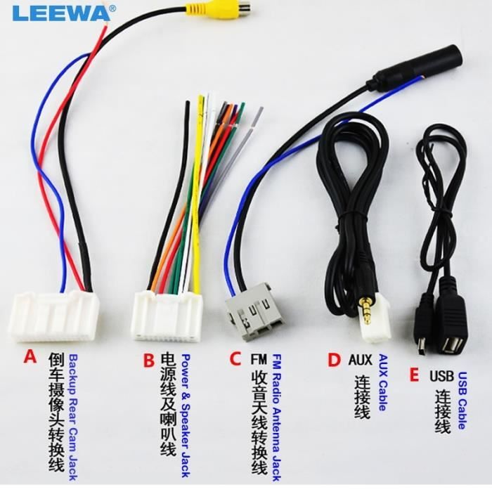 Câble de démarrage,LEEWA adaptateur avec harnais de câblage pour Nissan, Teana, x trail, Qashqai, autoradio OEM, 5 - Type A B C D E