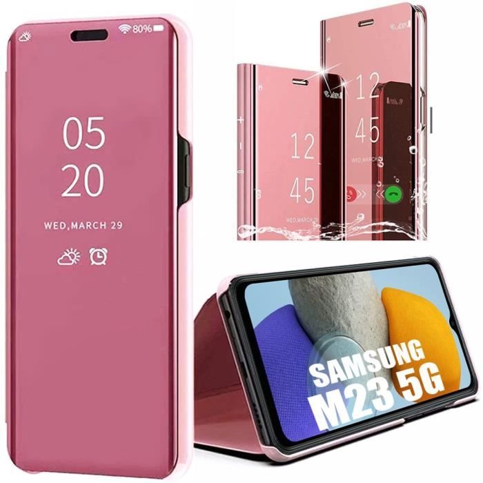 Coque pour Samsung Galaxy M23 5G Rose Intégrale Anti-Rayure Anti-Choc Effet Miroir Elégante