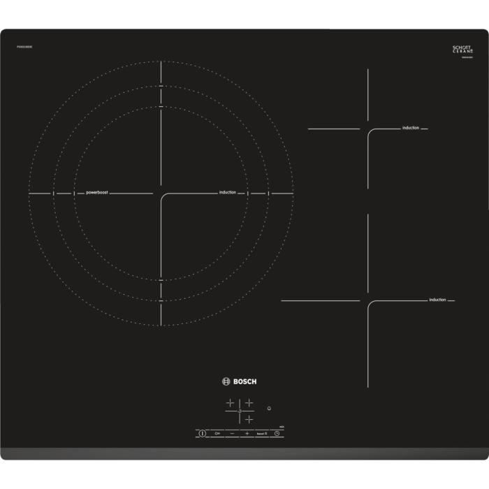 Bosch Serie 4 PID631BB3E, Intégré, Plaque avec zone à induction, Céramique, Noir, 1400 W, Rond