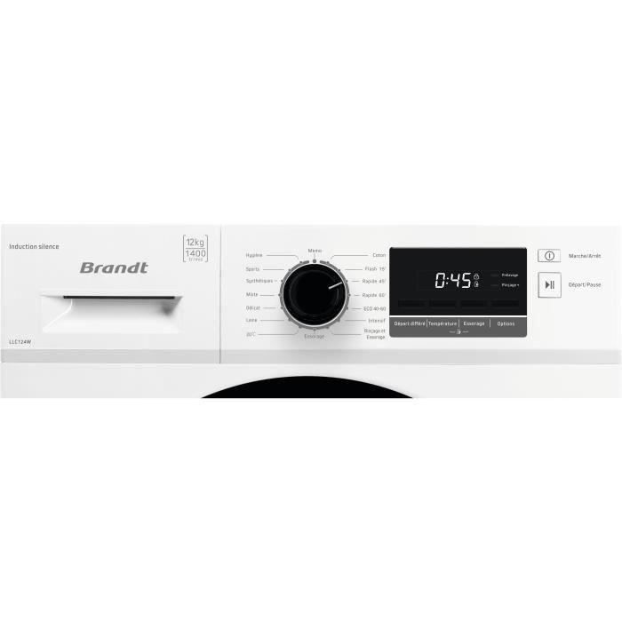 SHOT CASE - Lave-linge hublot BRANDT LLC124W - 12 kg - Induction - 1400 trs-min - Blanc