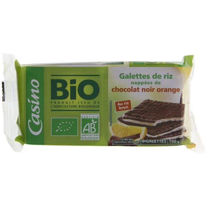 Galettes de riz nappées de chocolat noir orange 100 g