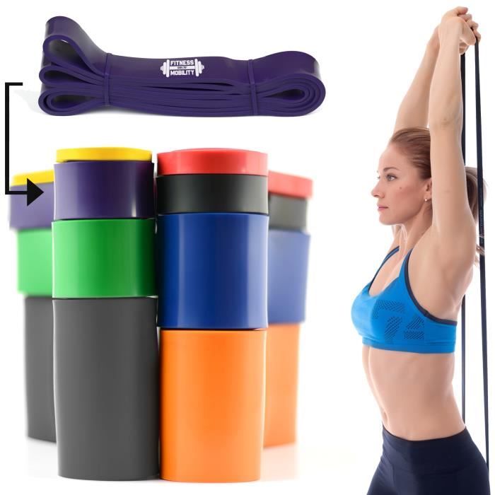CKB LTD® Fitness 45-100lb Resistance 3.2 cm VIOLET Bande De Résistance Elastique Pour Yoga Pilate Musculation Gymnastique Suédoise