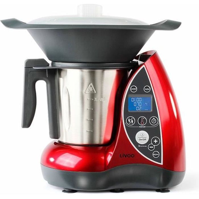 LIVOO DOP142 Robot cuiseur avec cuiseur vapeur - Rouge