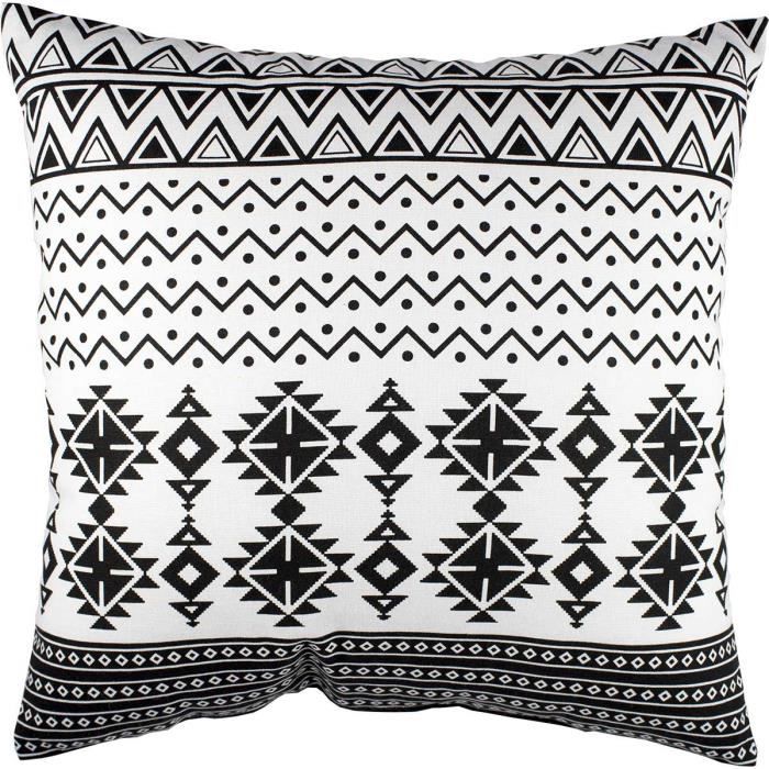 Coussin Carré Esprit Ethnique Noir 40 x 40 cm