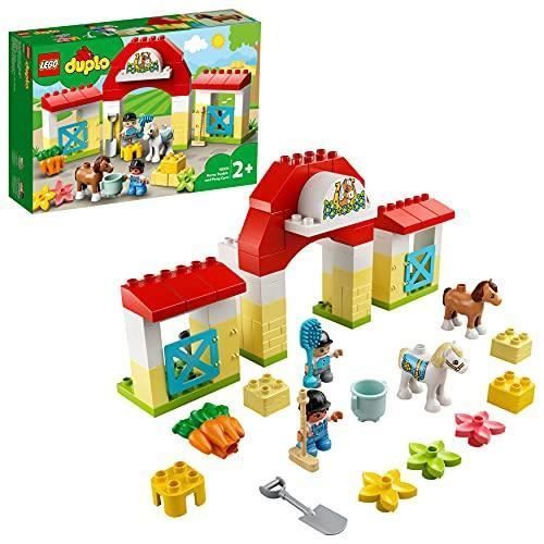 LEGO 10951 Duplo Town L’Ecurie et Les Poneys, Cheval Jouet pour Enfant 2 Ans et Plus, Jeu de Construction pour Filles et garçons