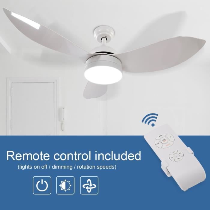 ✯48 po Lampe à LED pour ventilateur de plafond à lames avec télécommande (blanc)✯-HES