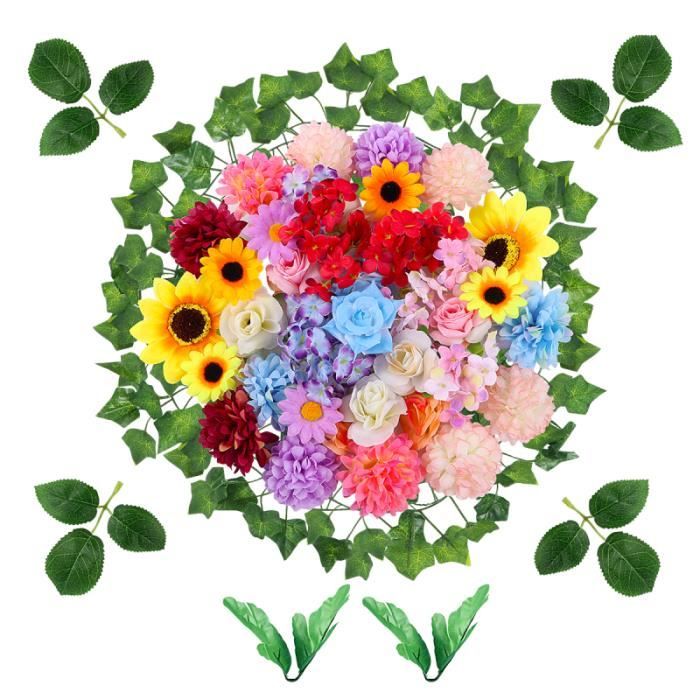 ETEREAUTY 47 PCS Faux Fleurs Têtes En Vrac Artificielle Soie Mini Tête De Fleur Mariage FLEUR-PLANTE ARTIFICIELLE - FLEUR SECHEE