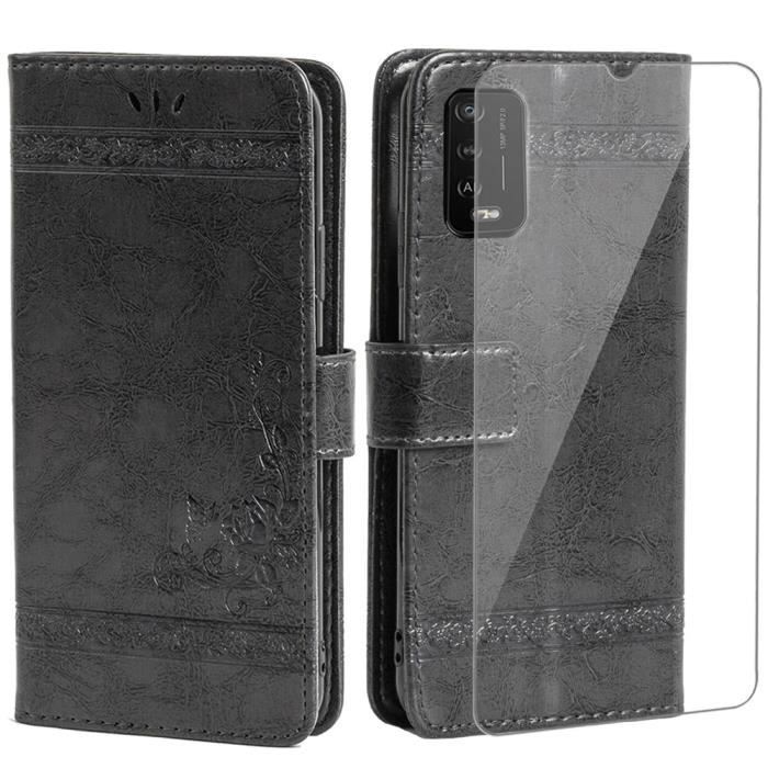 Housse pour Wiko Power U10- U20, Etui Housse de protection Folio Pour Wiko Power U10- U20+1X Film Protection Écran-Noir