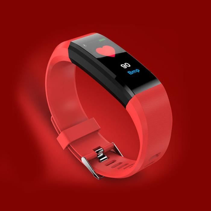 SHOP-STORY - Bracelet Montre connectée Tracker d’activités - Rouge