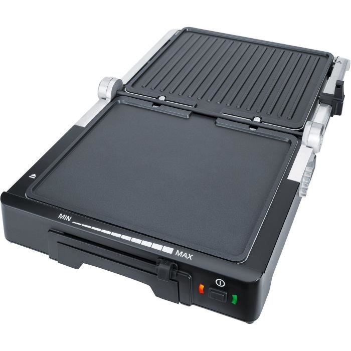 STEBA 187000 FG70 Grill de contact - 1800 W - Surface de cuisson antiadhésive: 2 x 27 x 24 cm - Inox et noir