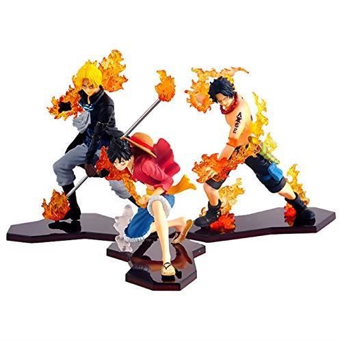 One Piece Luffy Ace Sabo Three Brothers Figurine d'action Japonaise Classique Anime Personnage Ornement Touchant Anime Scène Modèle