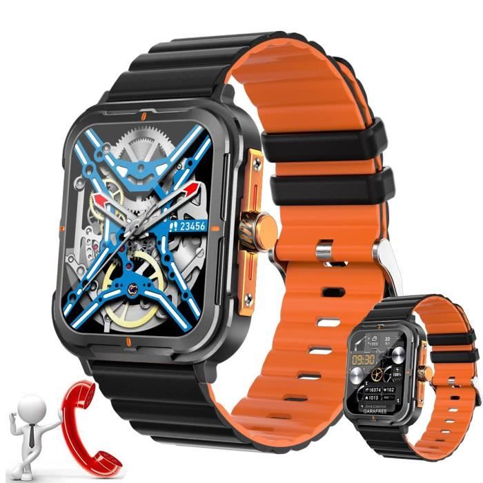 Montre Connectée Homme avec Appel Bluetooth 5.1 Lecteur de Musique IP68 Fréquence Cardiaque SpO2 Sommeil 50+ Modes Sportifs