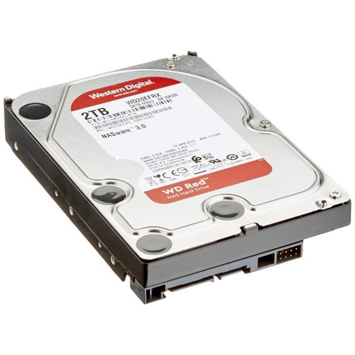 WD Red NAS WD20EFRX Disque Dur Interne 2 to 3,5- SATA 6 Go-s Mémoire Tampon 64 Mo pour My Cloud EX2, EX4