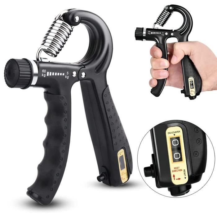 Hand Grip, Zamus 5-60KG Ajustable Musculation Avant Bras, Poignée Musculation avec Fonction de Comptage Musculation Main
