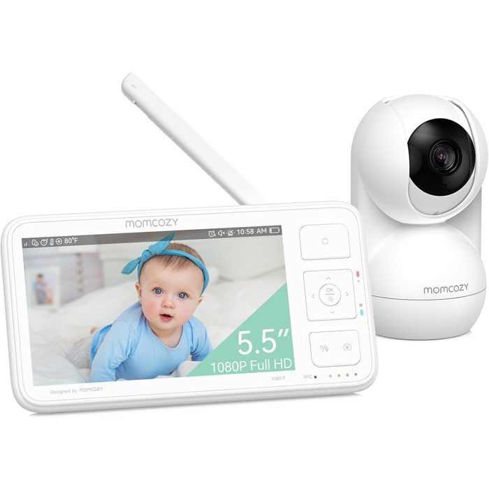 Momcozy Babyphone avec caméra Écran 5.5 Pouces Full HD 1080P Moniteur bébé sans WLAN 5800 mAh Vision Nocturne Claire