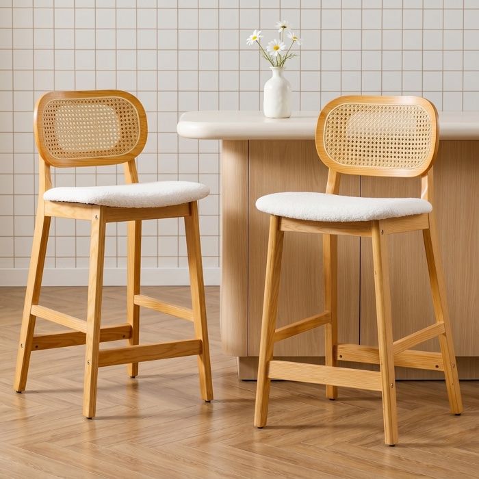 Lot De 4 Housses Imperméables Pour Tabourets De Bar Ronds - Cuir PU Blanc Antidérapant - Universel 30-40 Cm