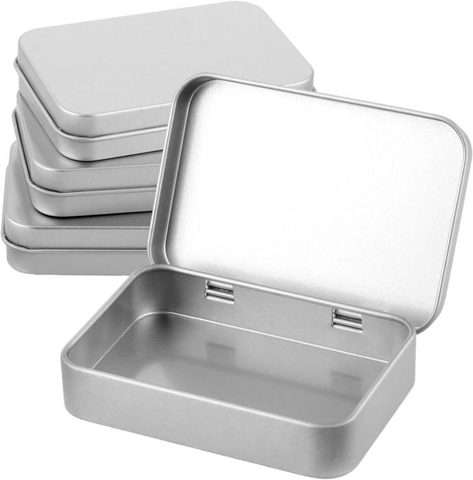 Lot De 20 Petites Boîtes En Métal Argenté Avec Couvercle - 9,4x6,1x2 Cm, Rangement Bijoux, Herbes, Artisanat