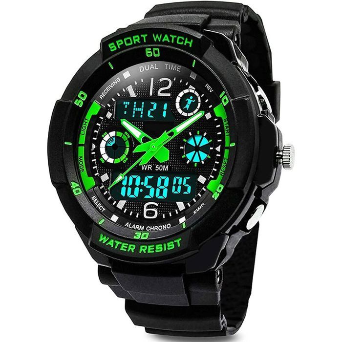 Montre Enfant Numérique étanche 50ATM - Avec Alarme, LED, Calendrier - Garçons Et Filles Sportifs